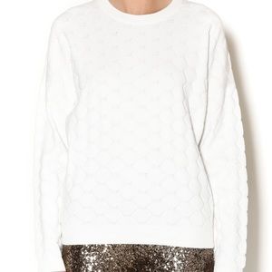 JOA Honeycomb Pullover Sweater in White